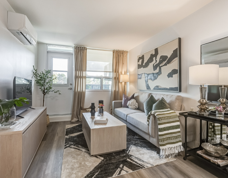 Living room of a one bedroom suite at Elora.